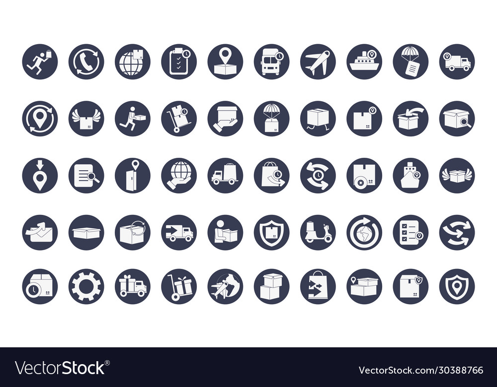 Free and fast delivery icon set block style