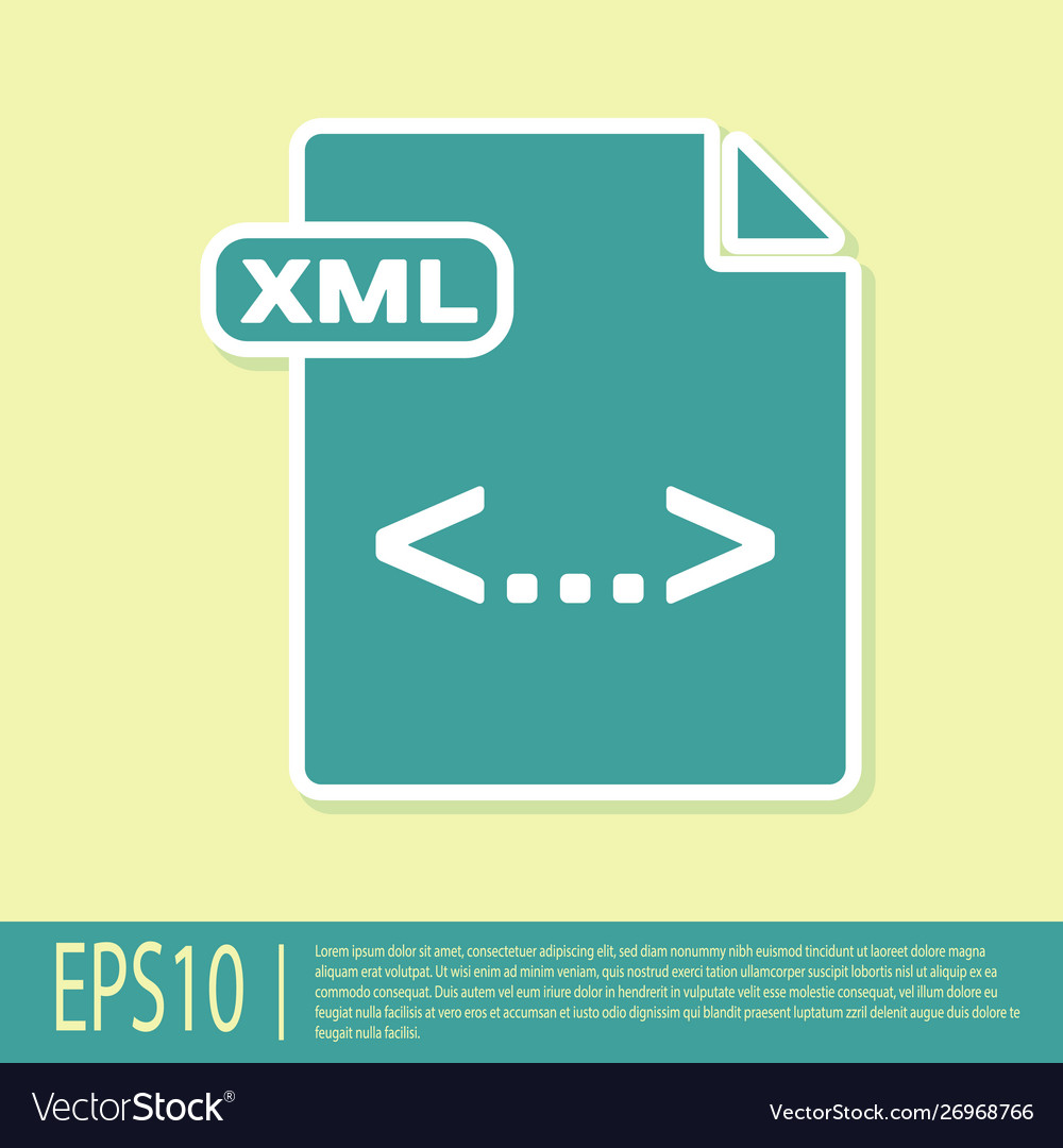 Green xml file document download button icon vector image Green xml file document download button icon