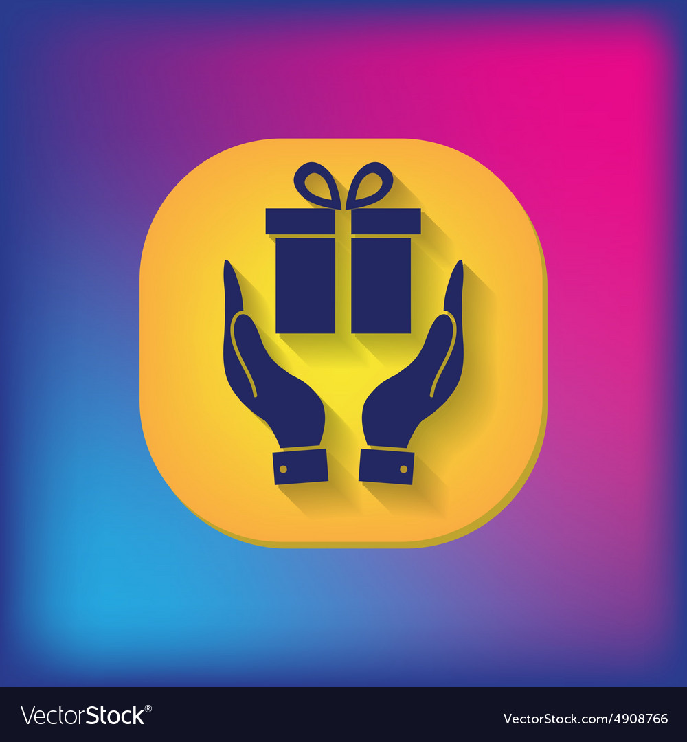 Hand holding a holiday gift box icon