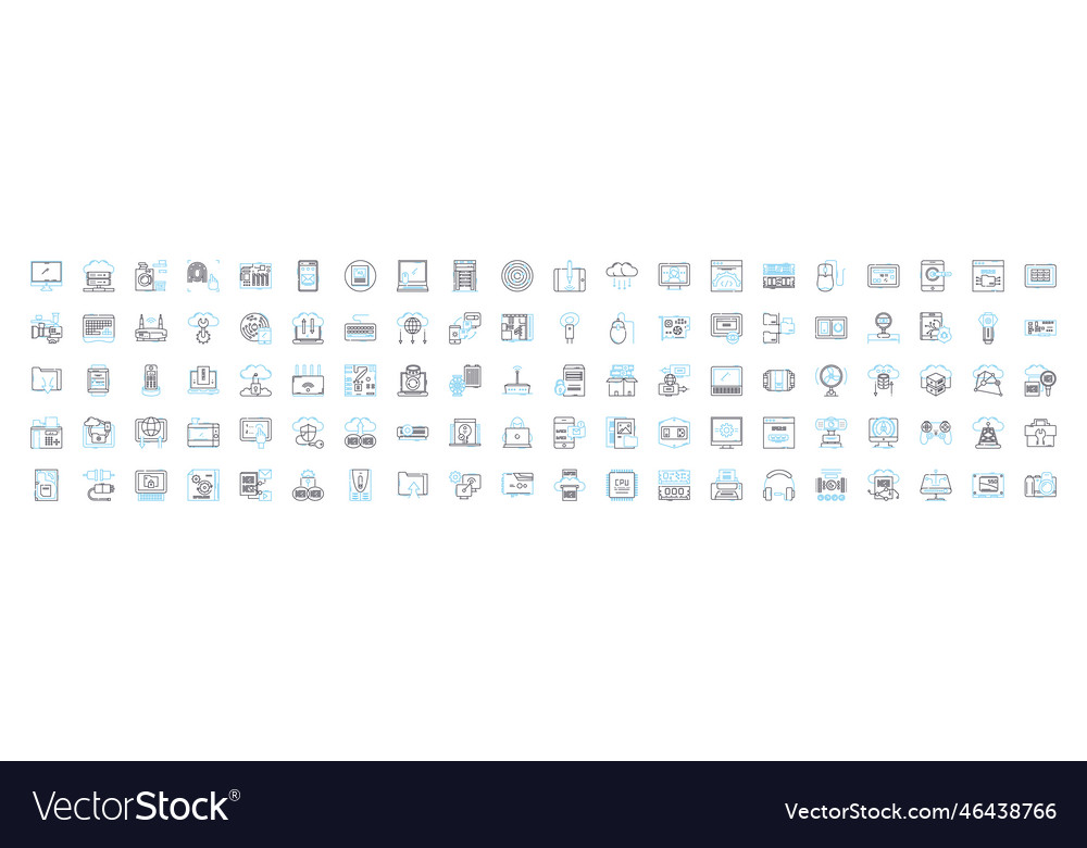 Hardware electronics line icons set