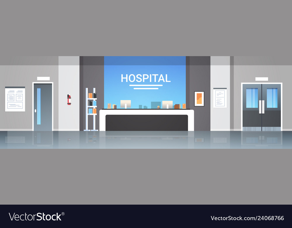 Hospital Reception Desk Waiting Hall With Vector Image