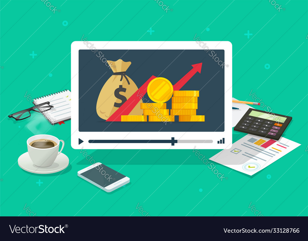 Investment Webinar Learning Video Courses Online Vector Image