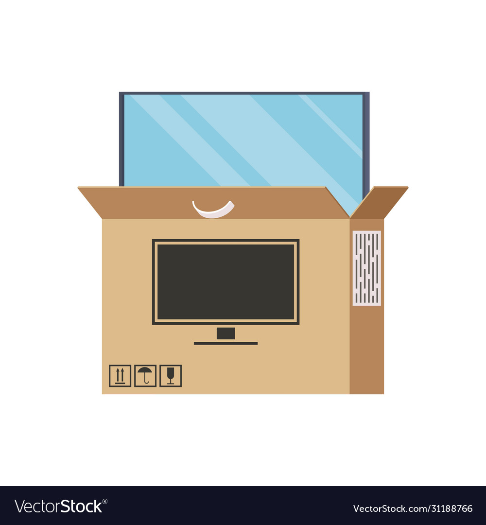 Large plasma tv is half visen out of the box Vector Image Large plasma tv is half visen out of the box Vector Image