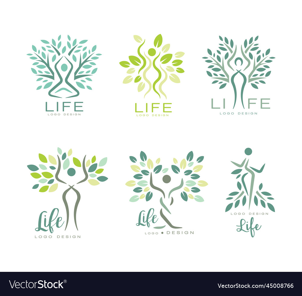 Life logo design with human silhouette as tree