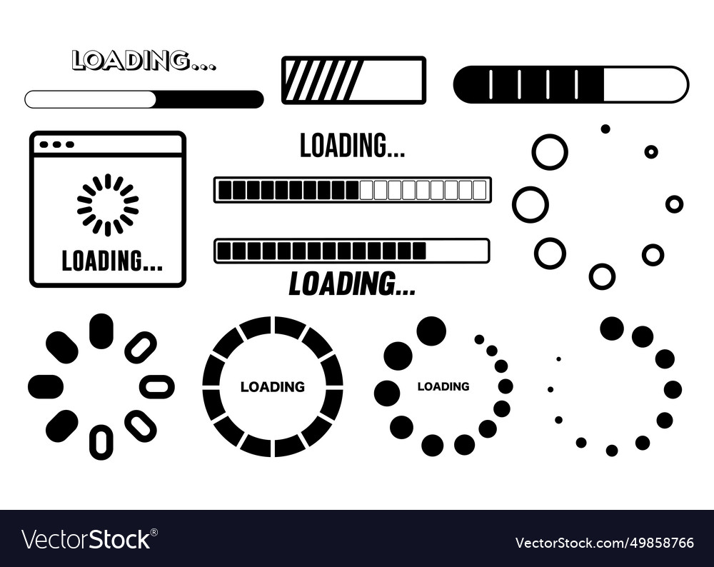 Loading bar progress icons load sign black