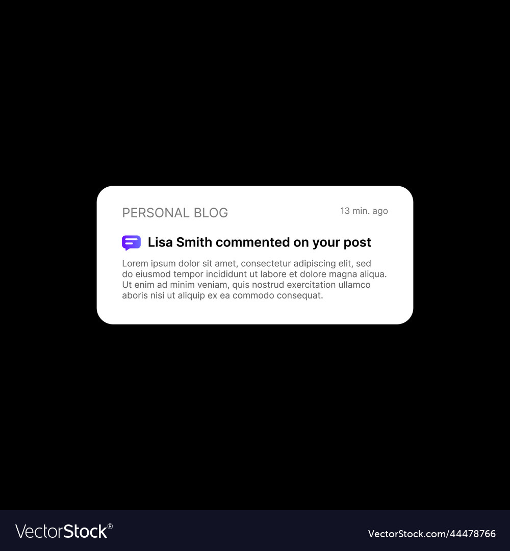 Post comment notification banner vector image Post comment notification banner