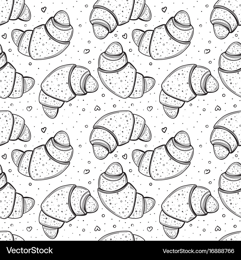 Seamless pattern with croissants Royalty Free Vector Image