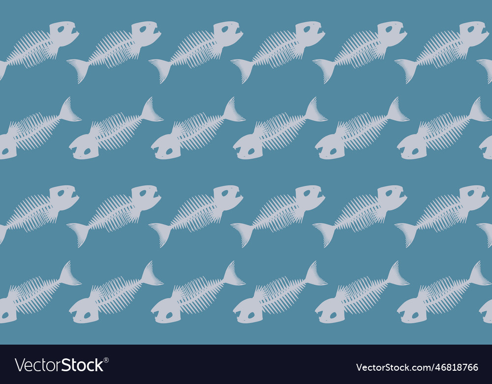 Seamless pattern with fish skeletons endless vector image Seamless pattern with fish skeletons endless