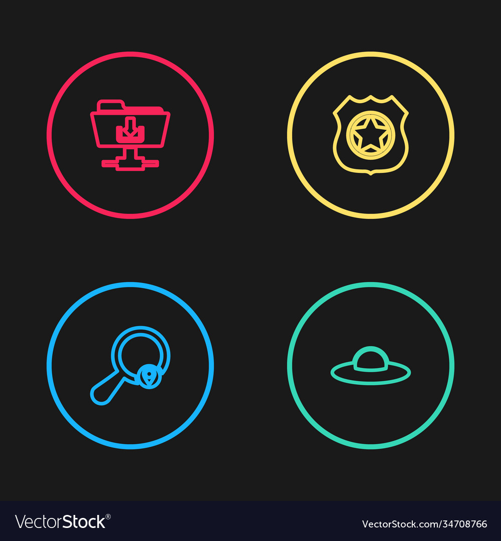 Set line search location ufo flying spaceship vector image Set line search location ufo flying spaceship