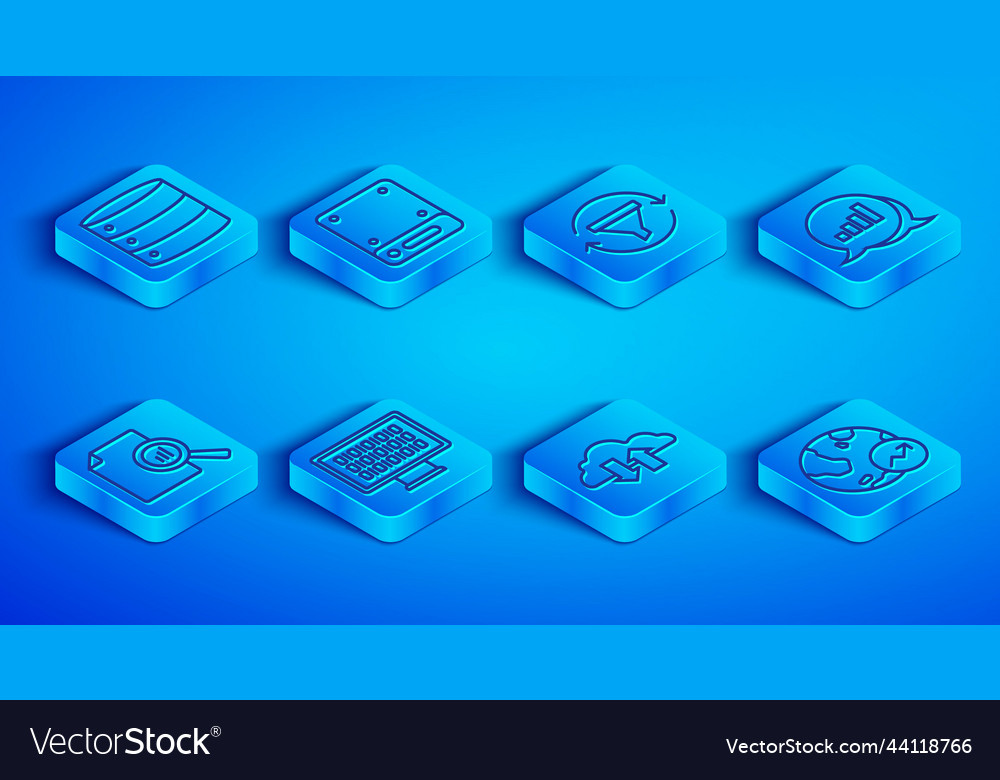 Set line server sales funnel with chart binary vector image Set line server sales funnel with chart binary