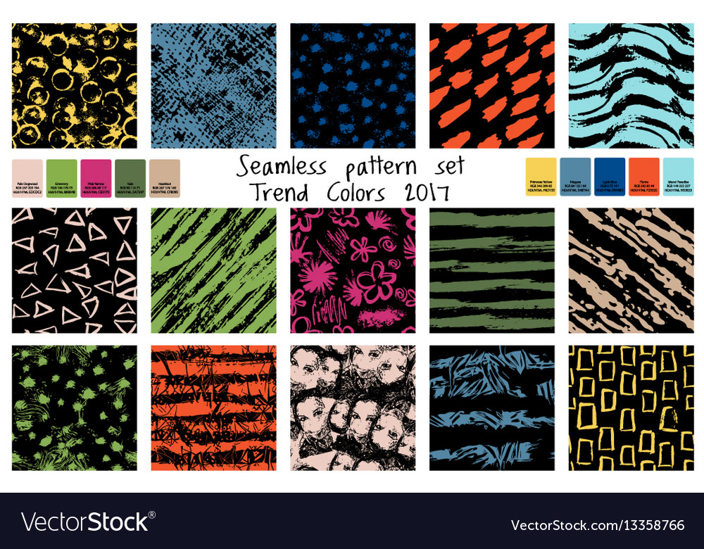 Spring seamless pattern set in trend colors