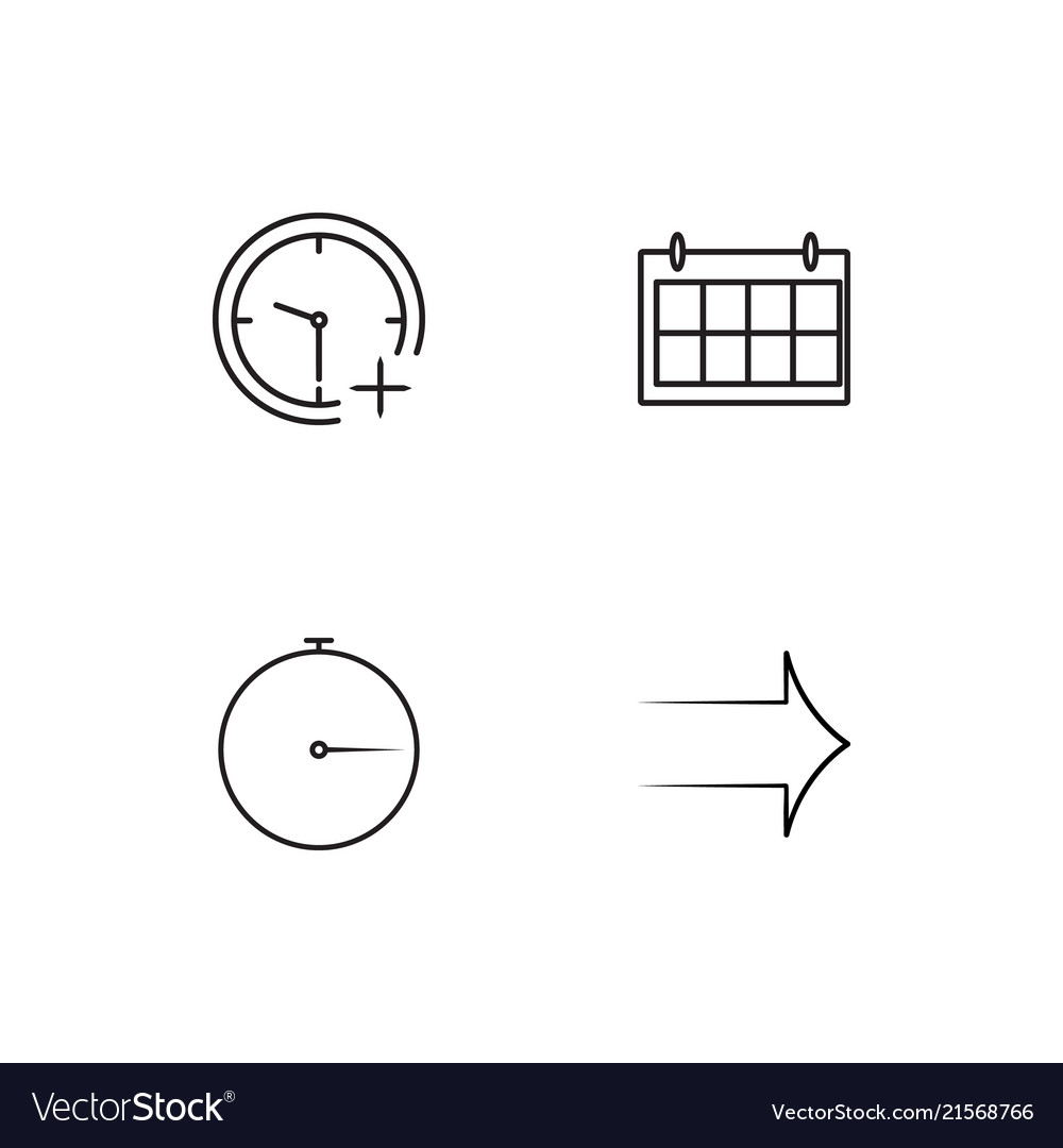 Time linear icons set simple outline