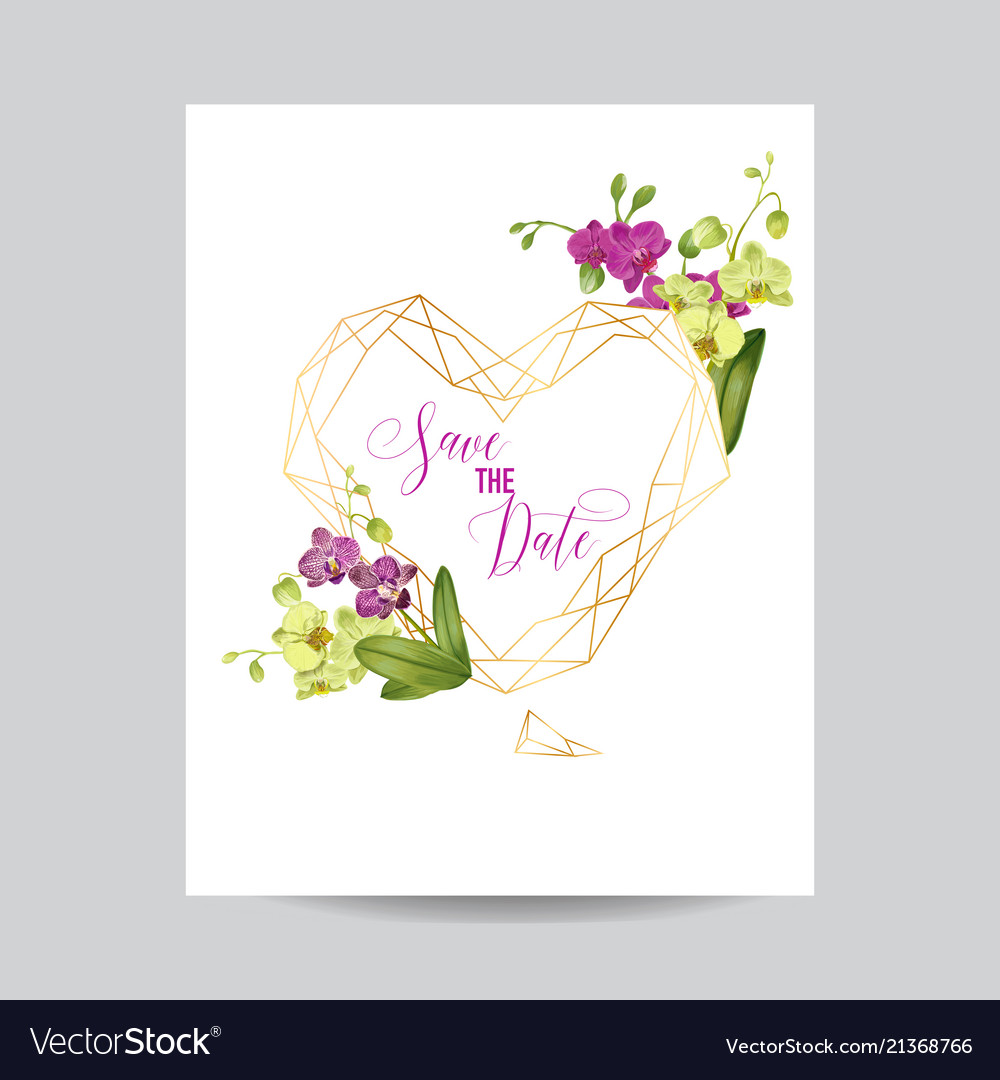 wedding invitation layout template orchid flowers vector image
