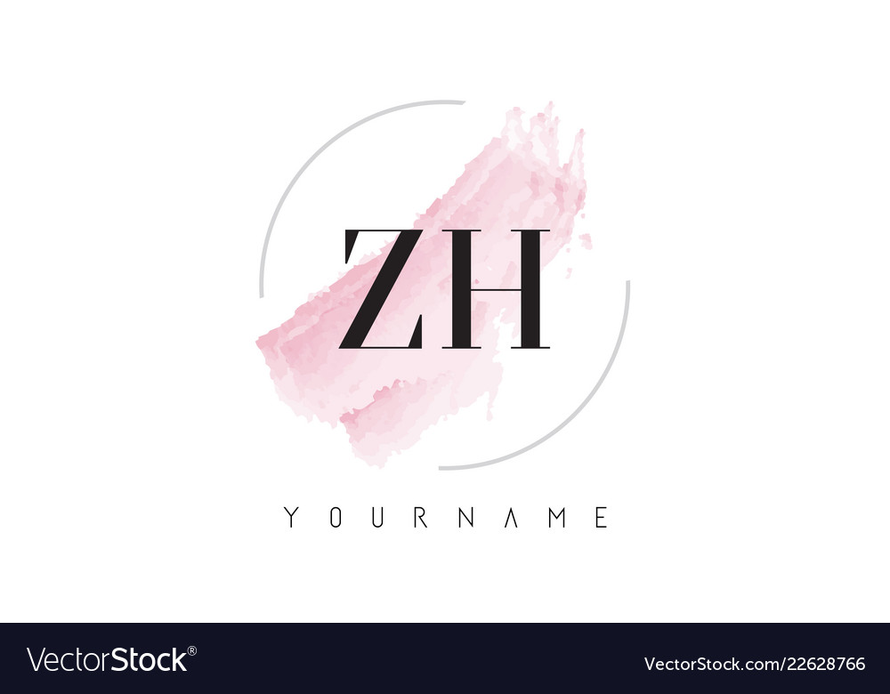 Zh Z H Watercolor Letter Logo Design Royalty Free Vector