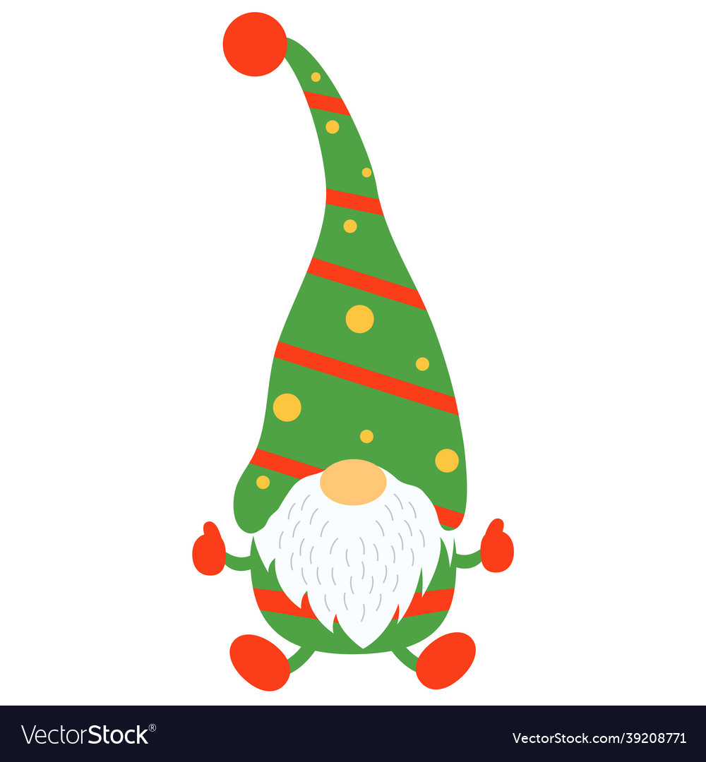 A christmas gnome with white beard and cap Vector Image