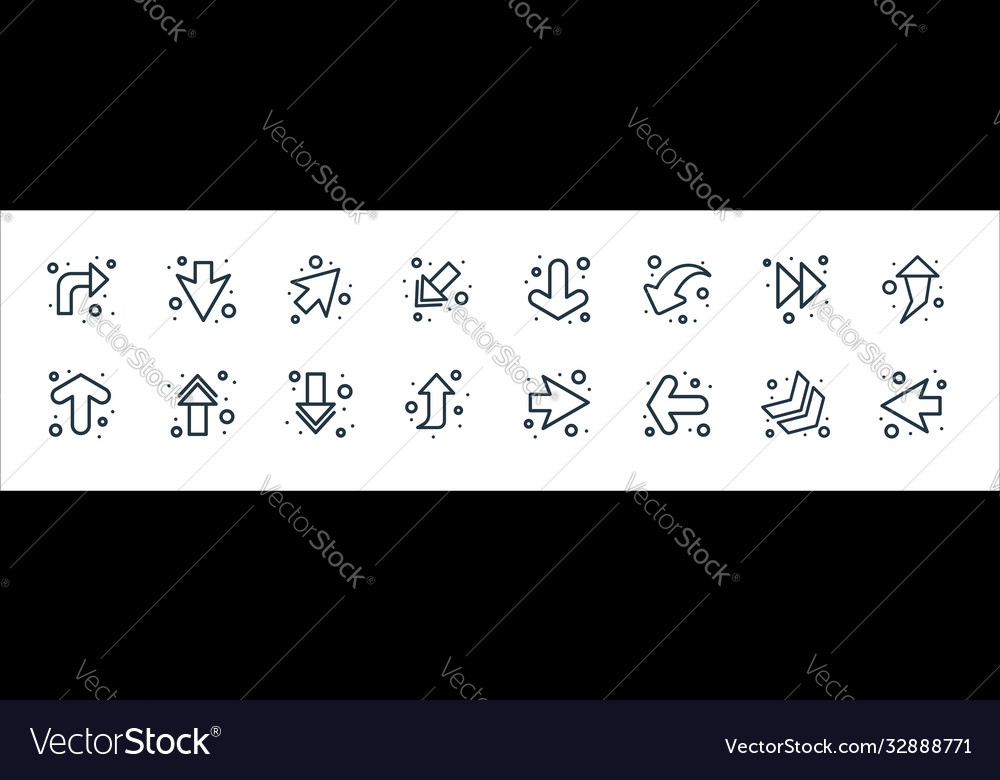 Arrows line icons linear set quality