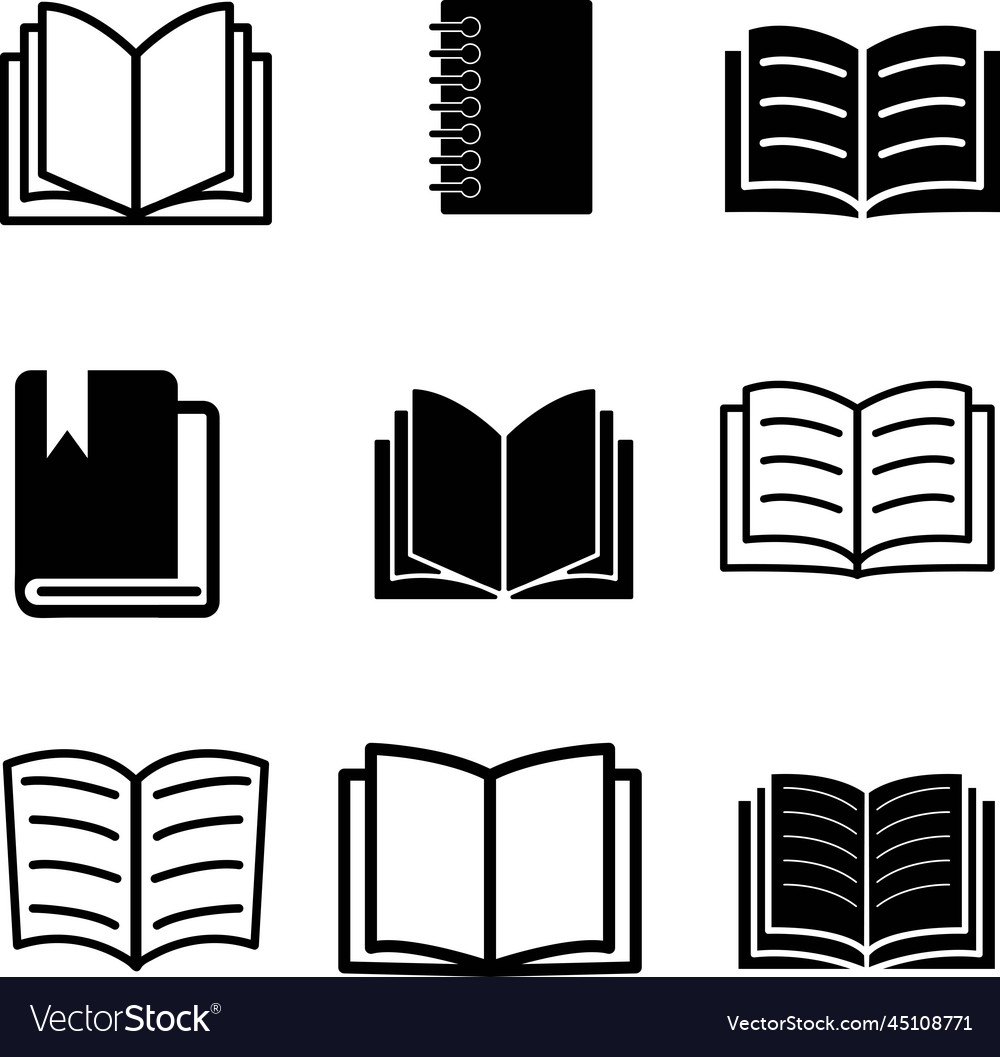 Book icon set on white background