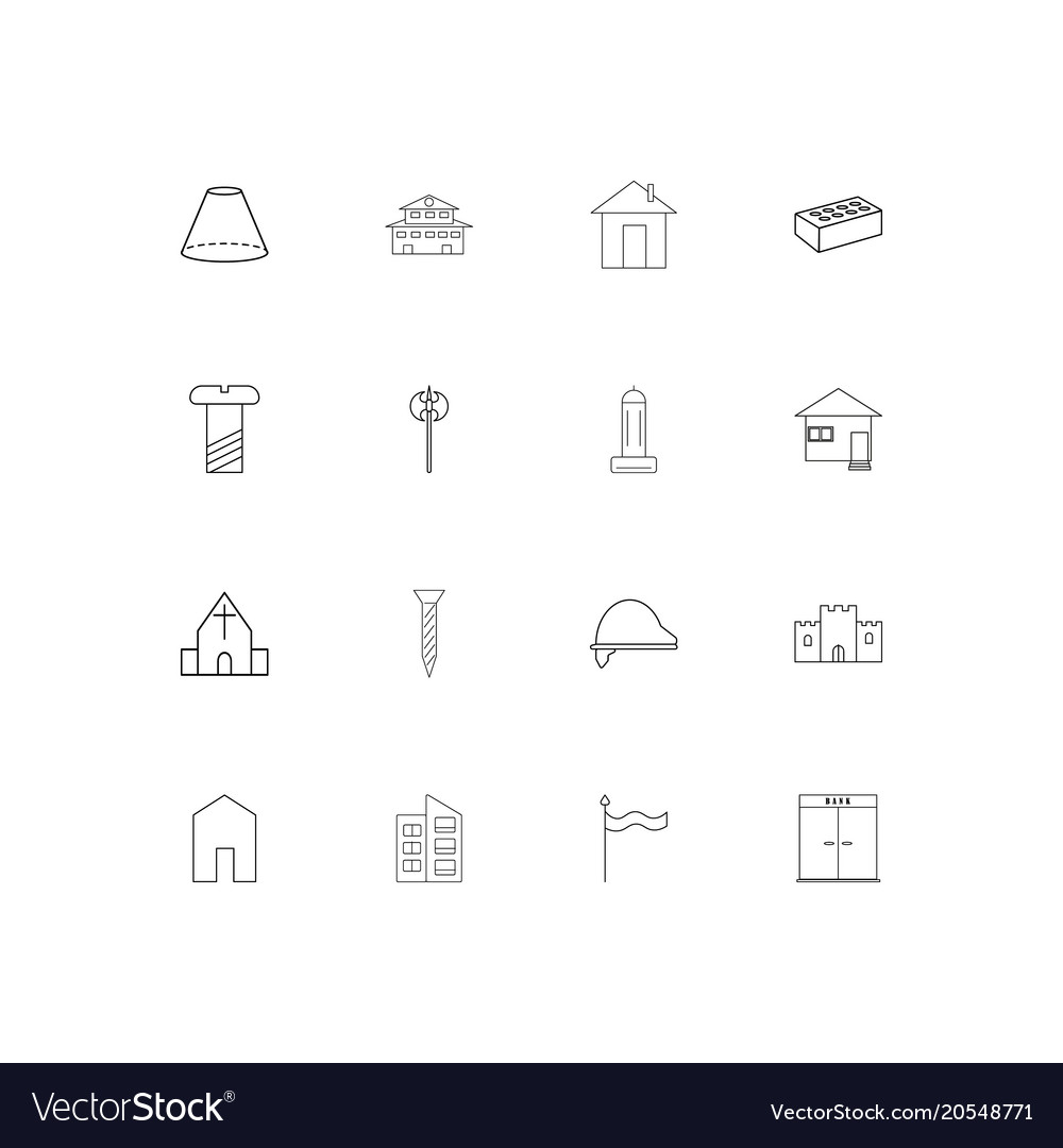 Buildings and constructions simple linear icons