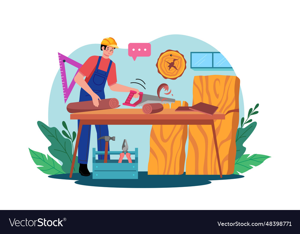 Carpenter working in a workshop Vector Image Carpenter working in a workshop