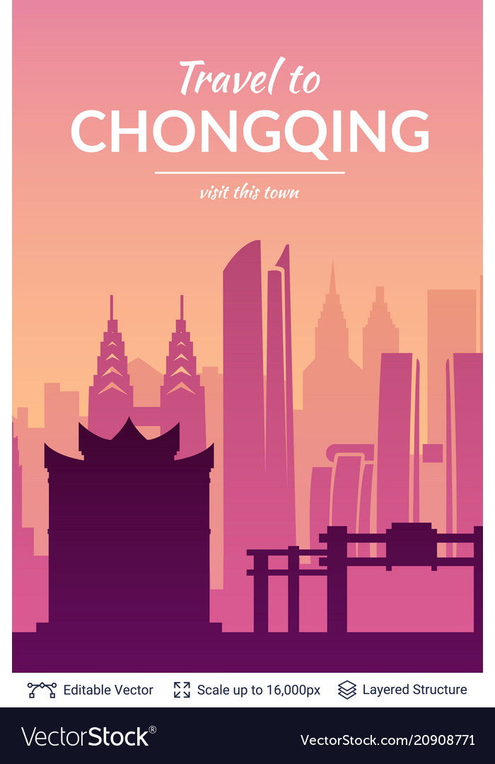 Chongqing famous china city scape vector image Chongqing famous china city scape