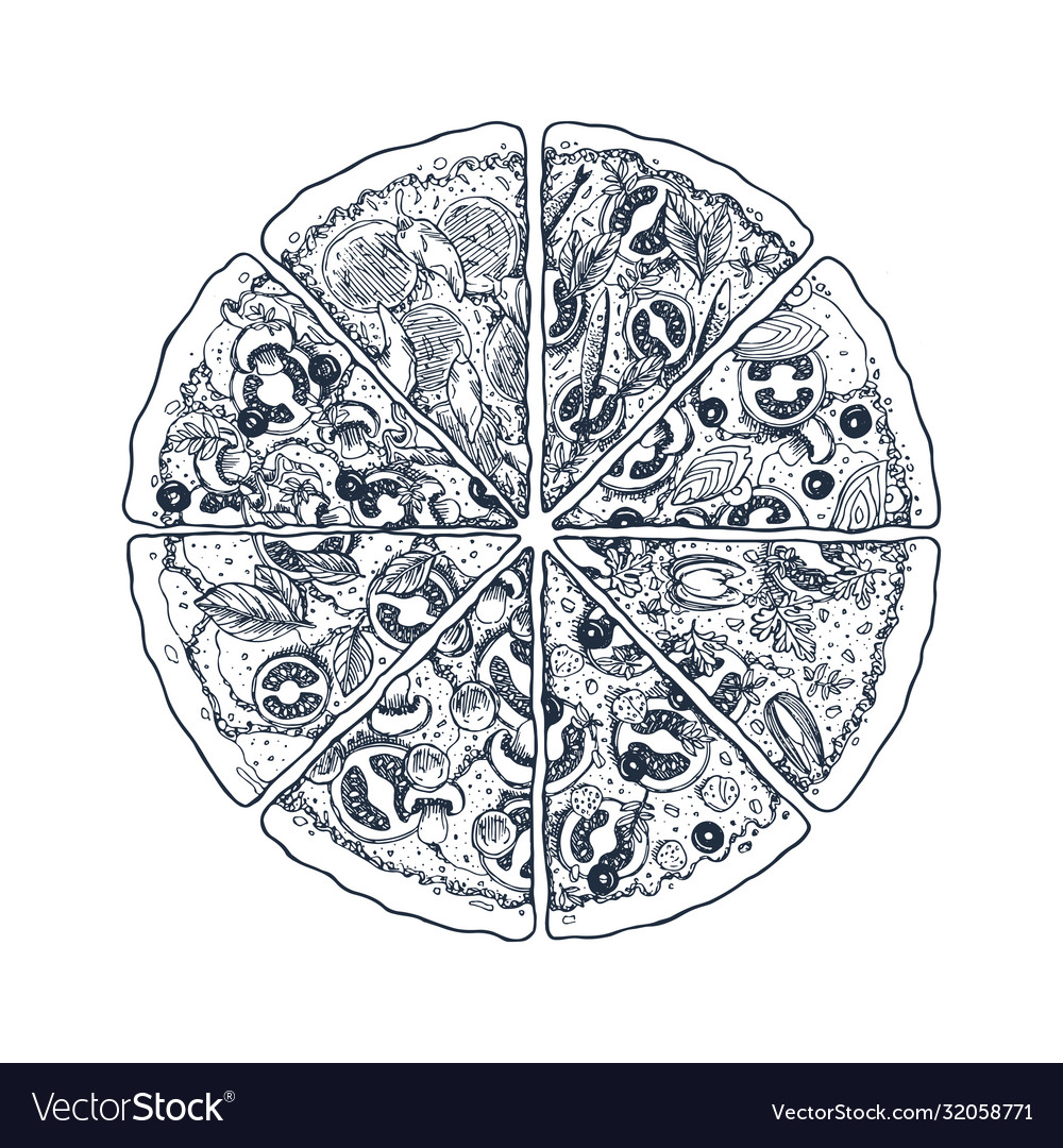 Classic pizza vintage engaved style Royalty Free Vector