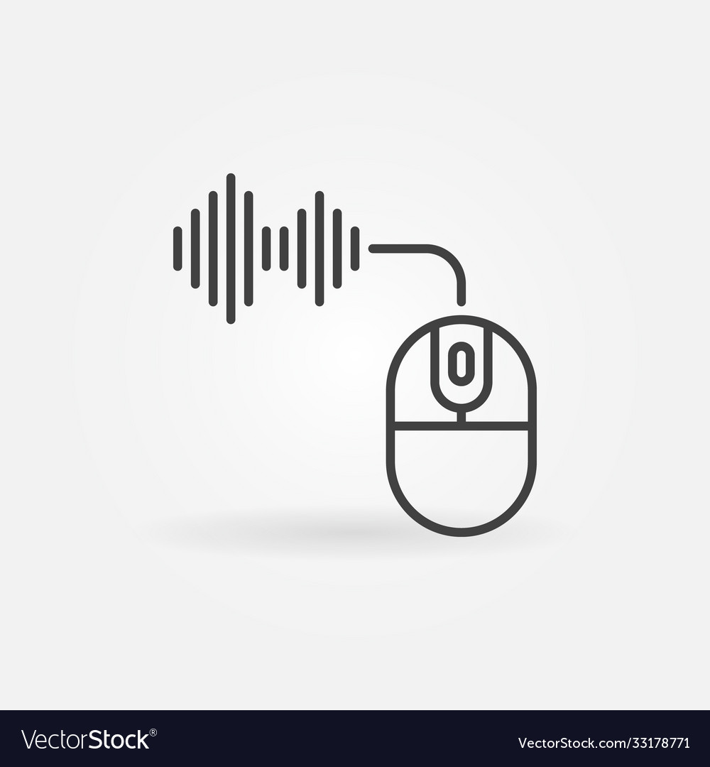 Computer mouse with sound wave concept line vector image Computer mouse with sound wave concept line