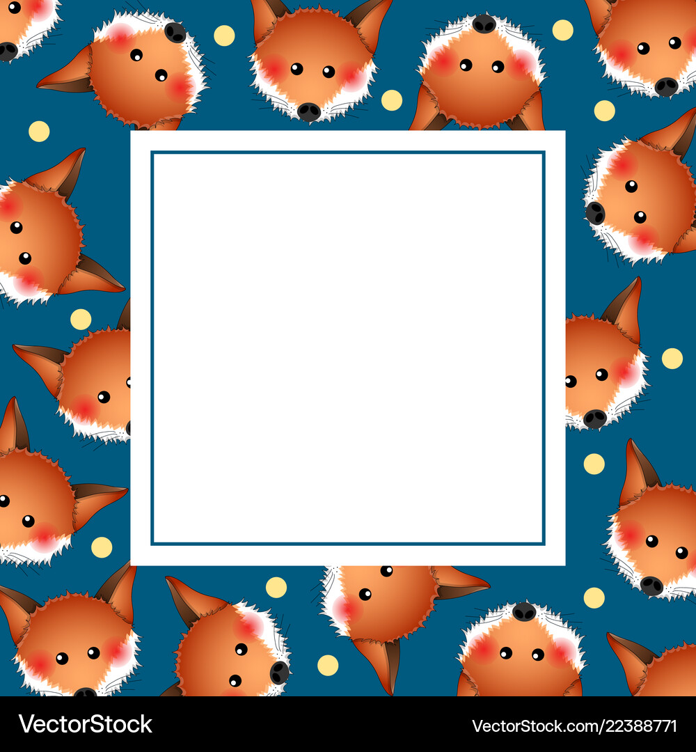 Cute Red Fox On Indigo Blue Banner Card Royalty Free Vector