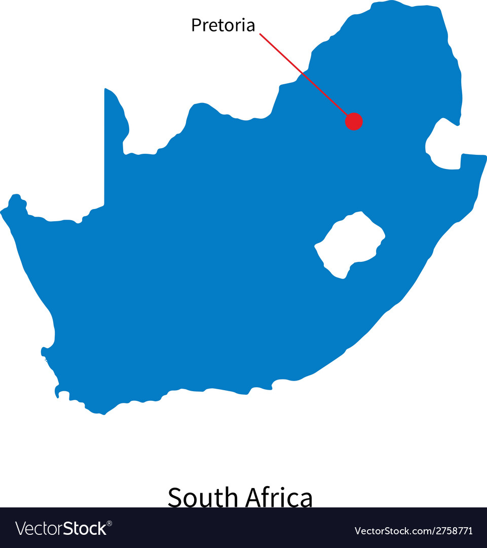 Detailed map of south africa and capital city Vector Image