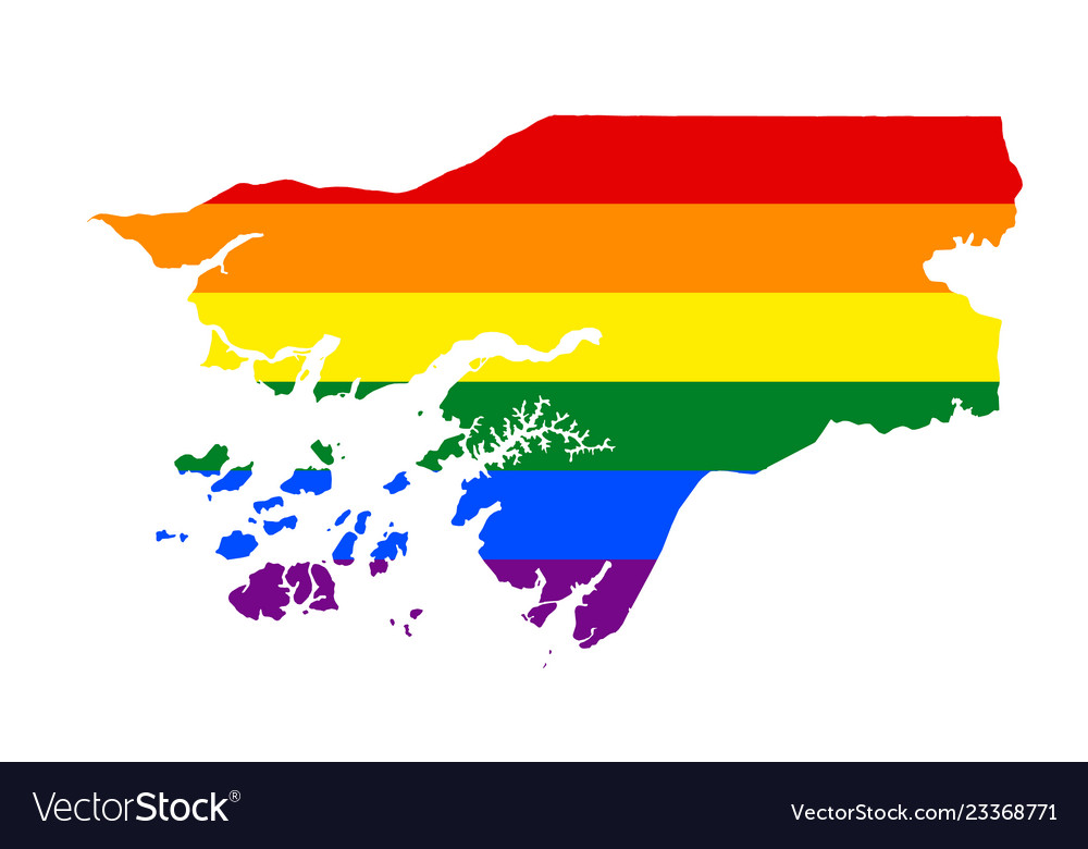 Lgbt flag map of guinea bissau rainbow