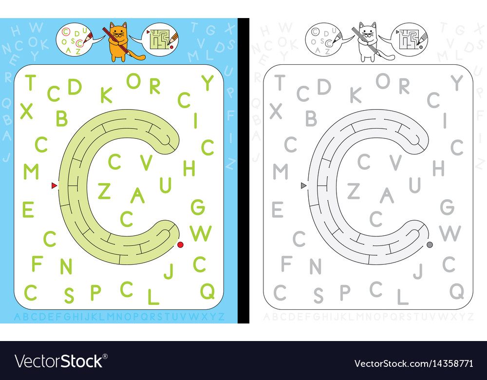 Maze letter c Royalty Free Vector Image - VectorStock