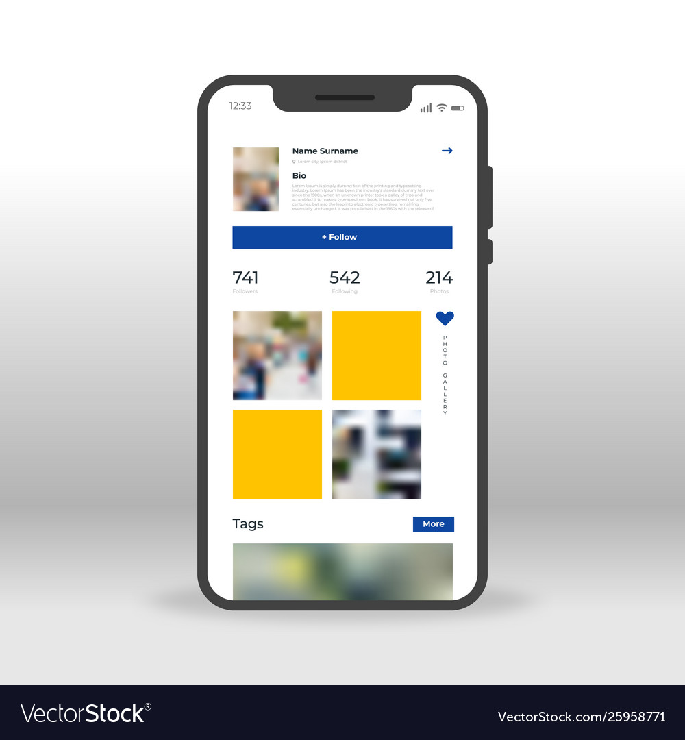 Orange profile ui ux gui screen for mobile apps vector image Orange profile ui ux gui screen for mobile apps