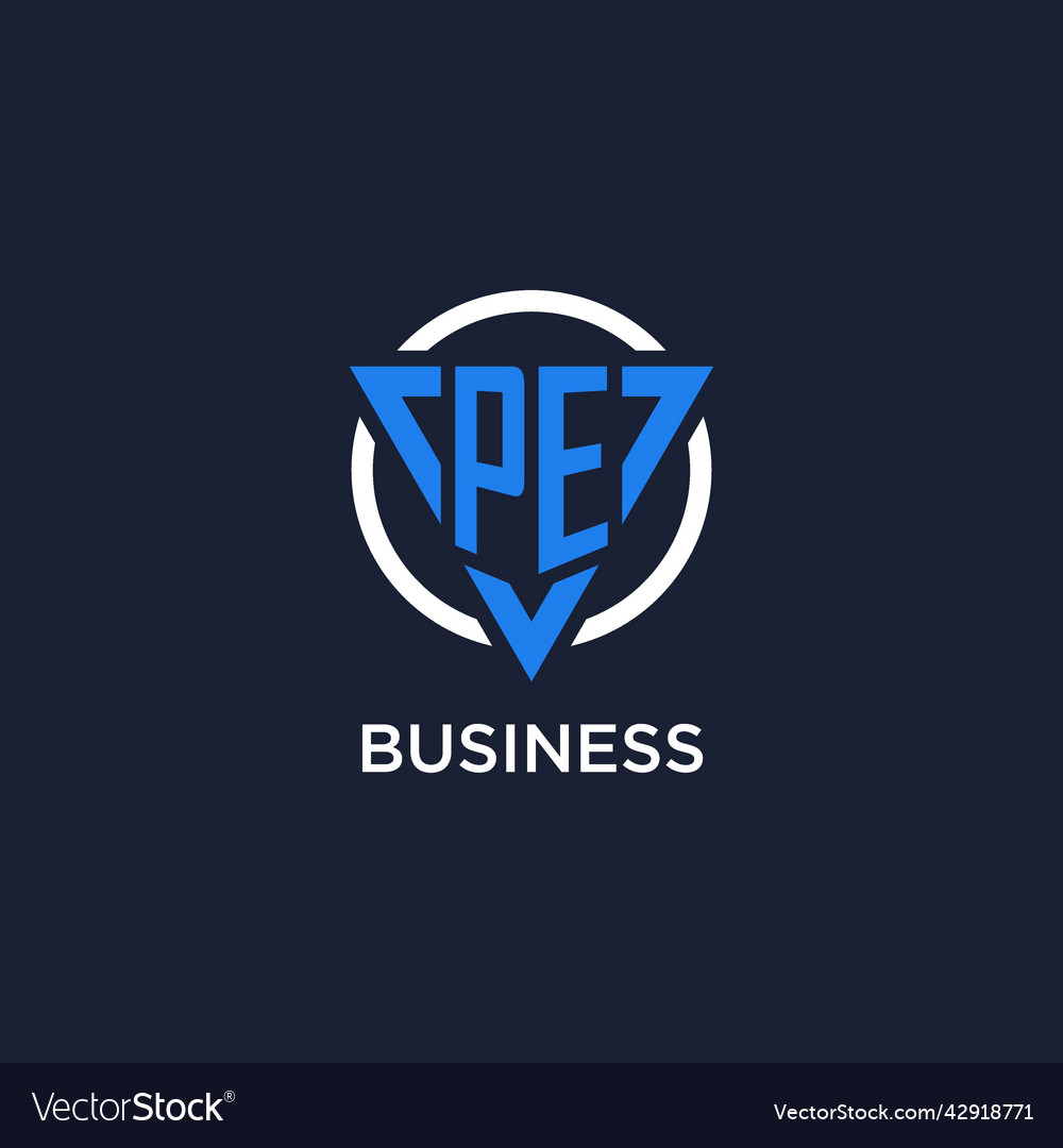 Pe monogram logo with triangle shape and circle Vector Image Pe monogram logo with triangle shape and circle