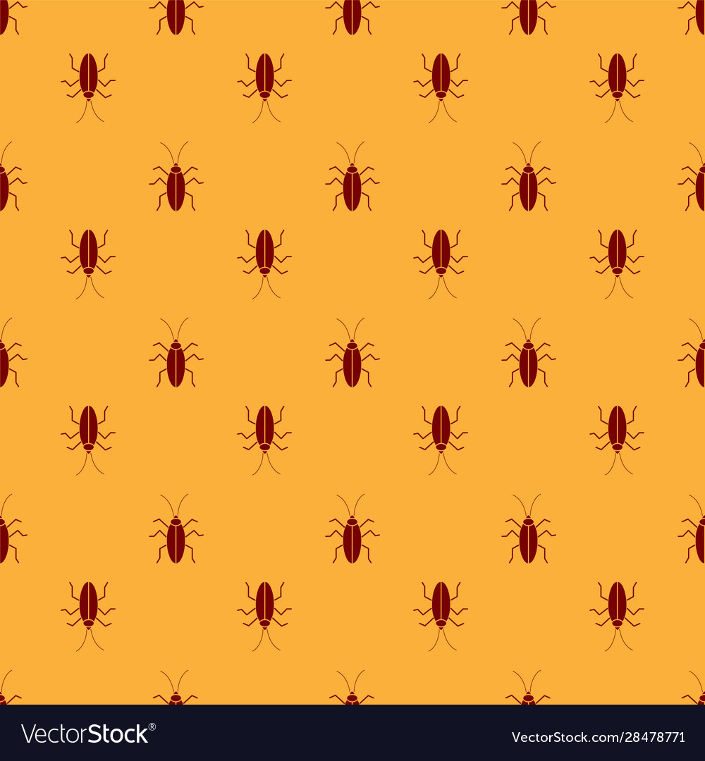 Red cockroach icon isolated seamless pattern