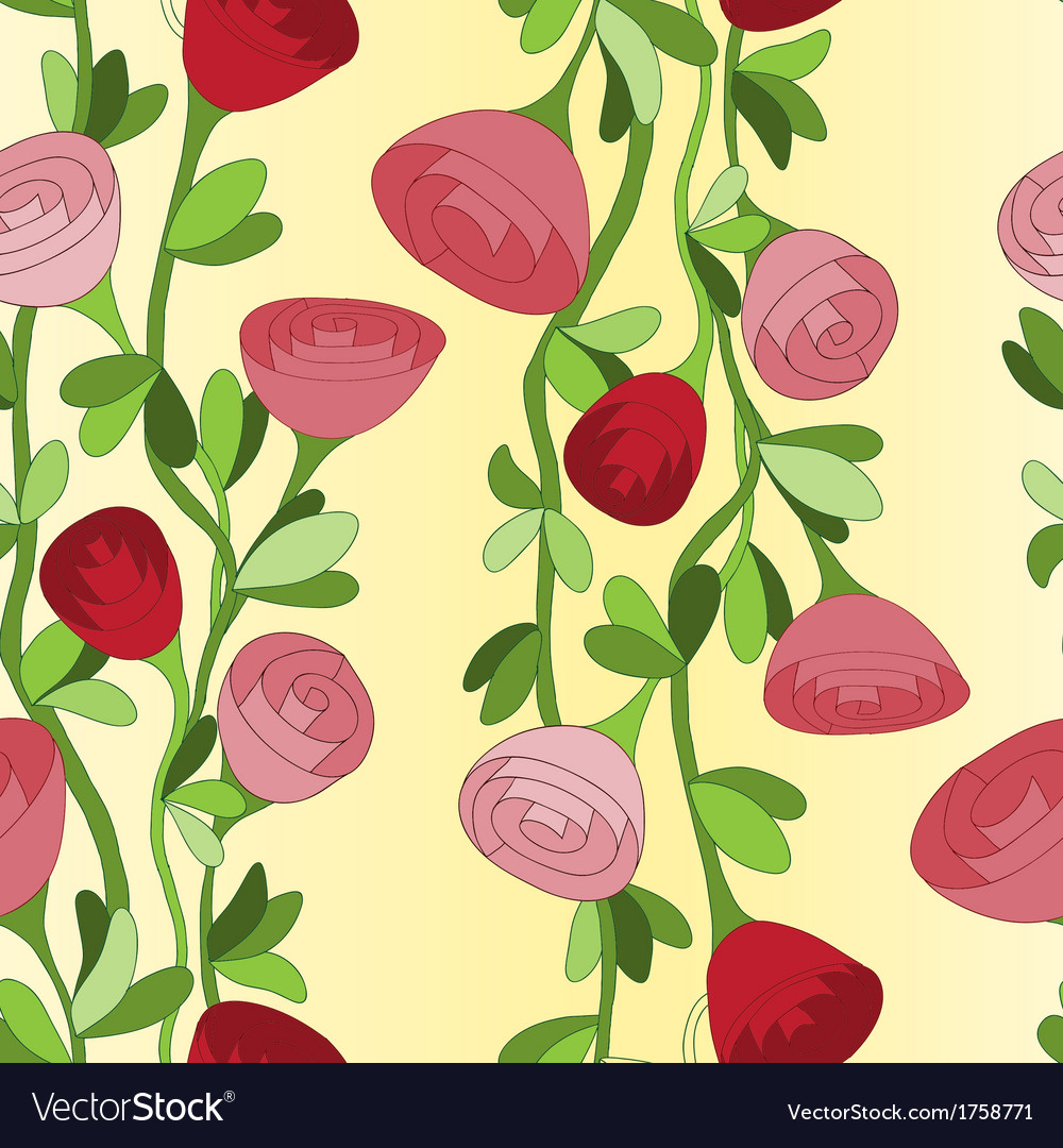 Seamless pattern with vertical lines of red roses