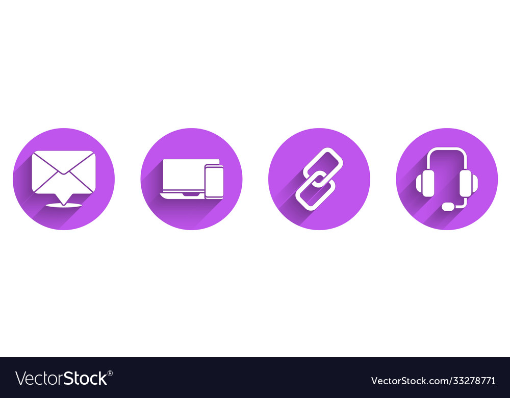 Set envelope monitor and phone chain link vector image Set envelope monitor and phone chain link