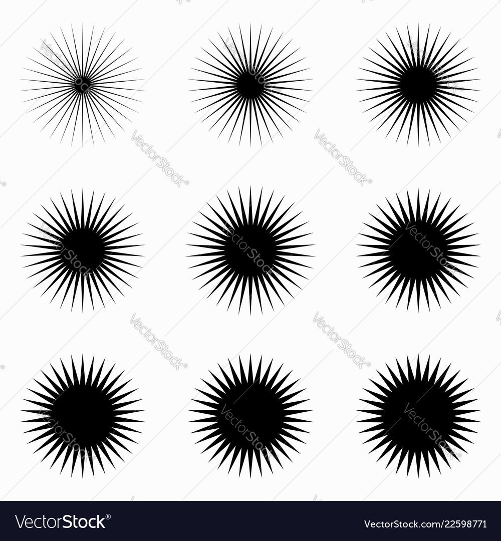 Set of 9 radial radiating lines elements circular