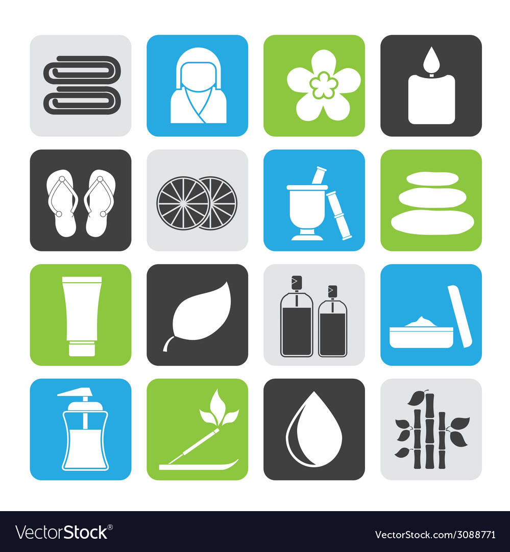 Silhouette spa objects icons