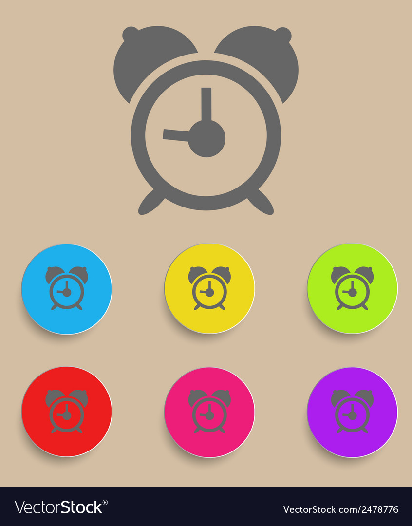 Alarm clock icon with color variations