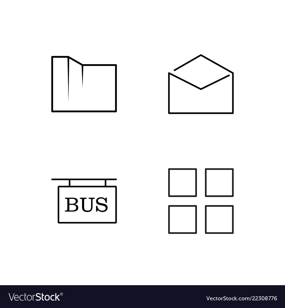 Business simple outlined icons set