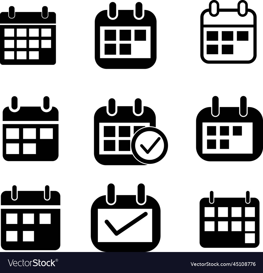 Calendar simple icon set for apps and web sites Vector Image
