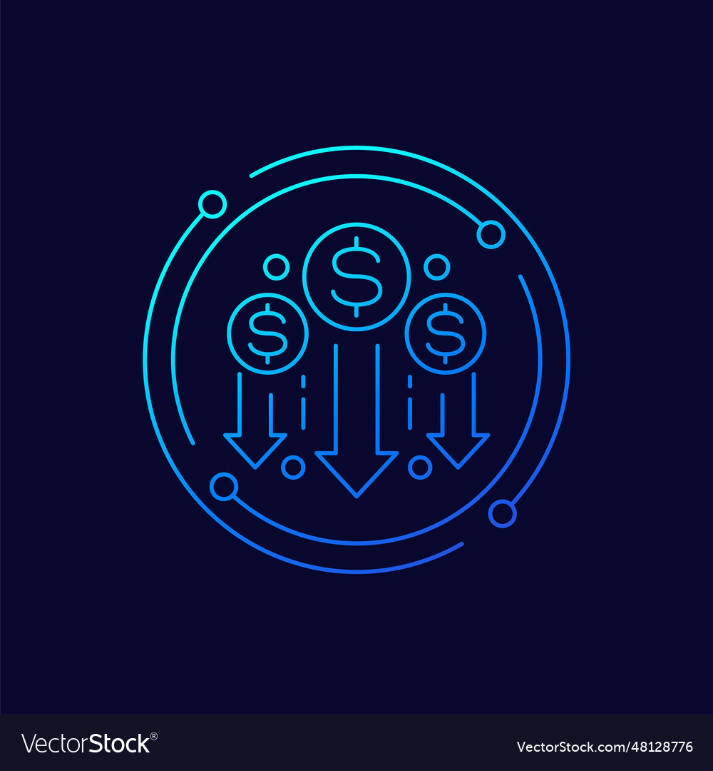 Cost reduction icon with dollar linear design