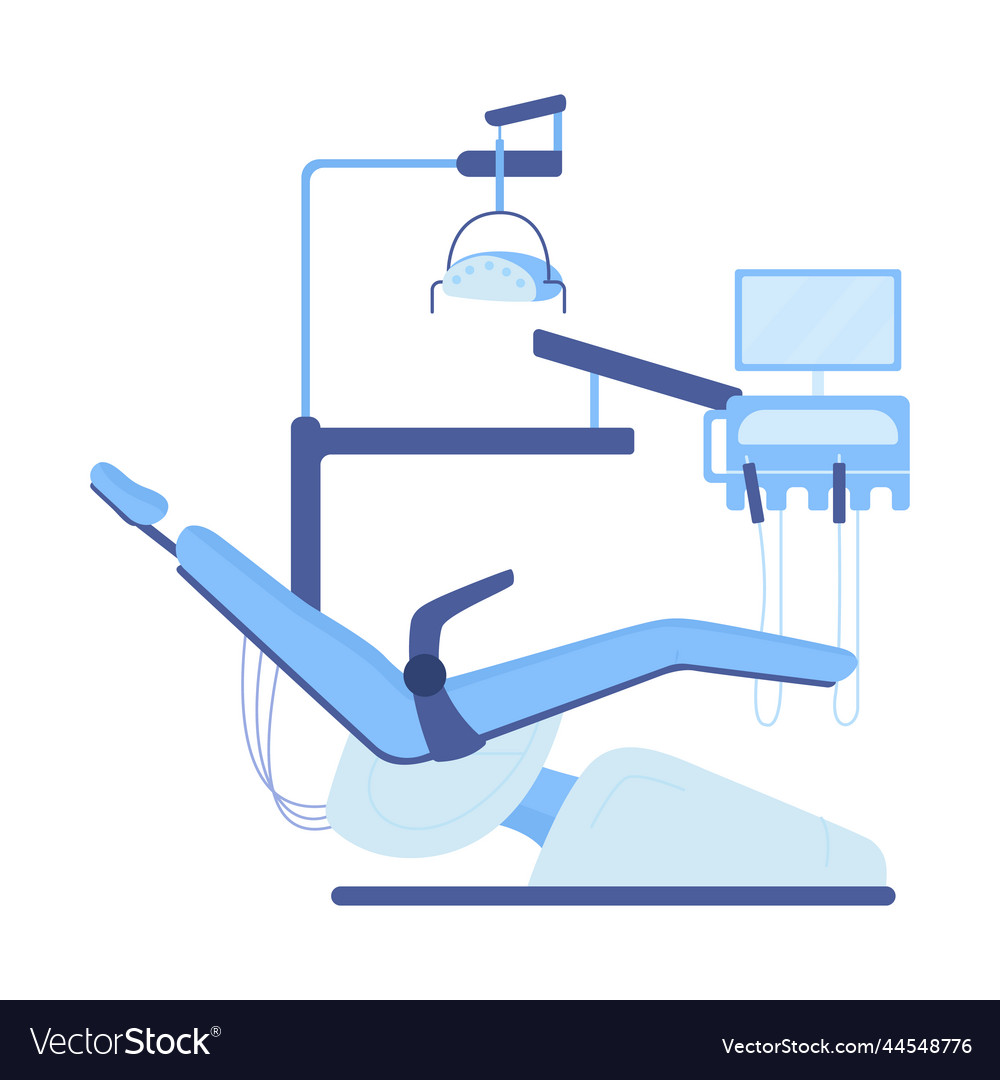 Dental chair semi flat color object Royalty Free Vector