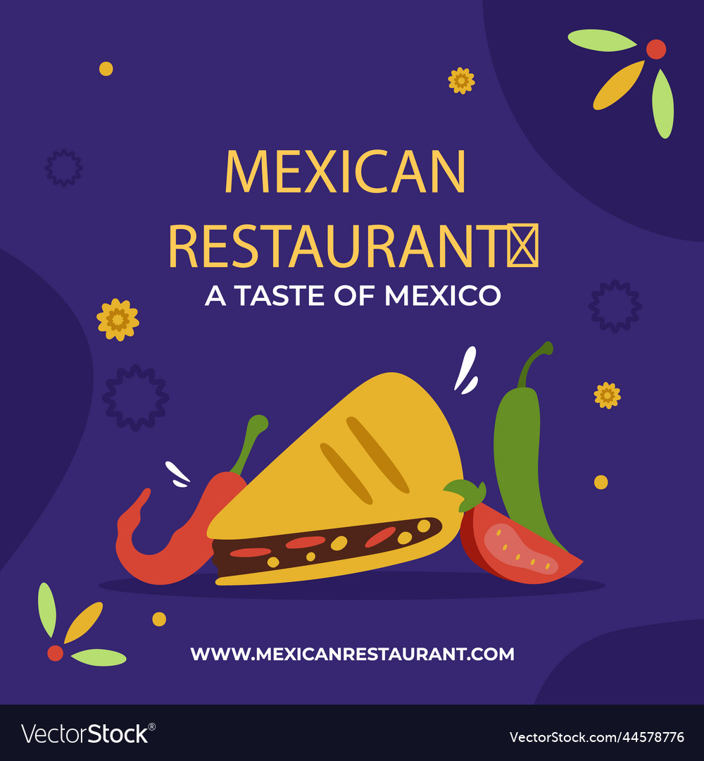 Flat design mexican restaurant post set