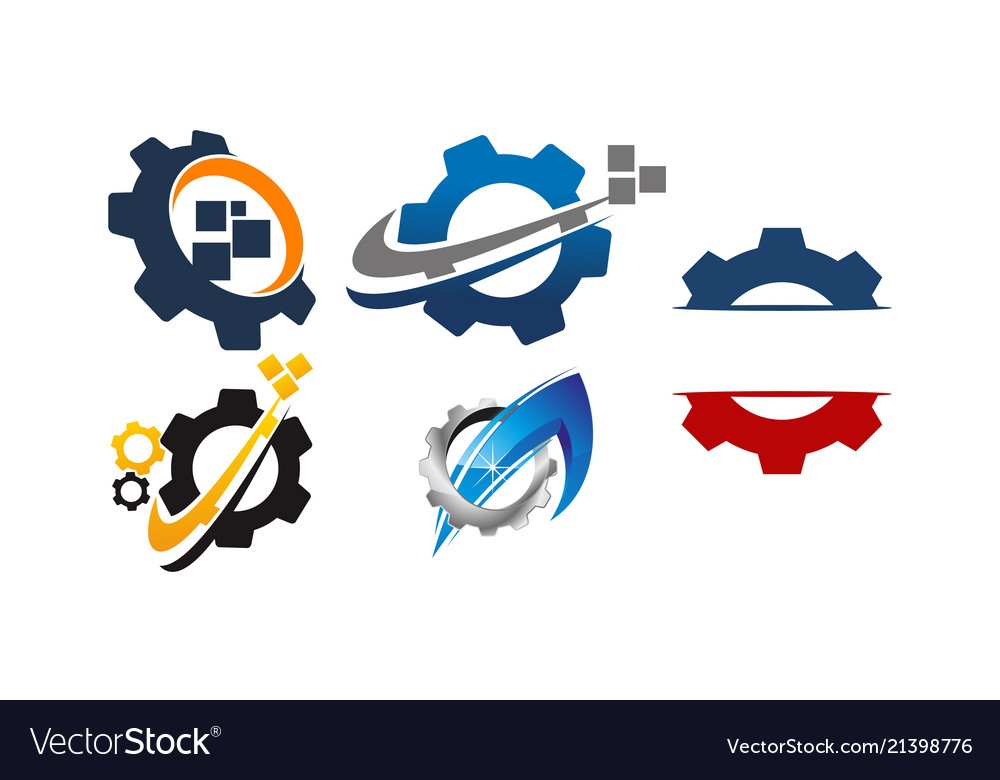 Gear template icon set Royalty Free Vector Image