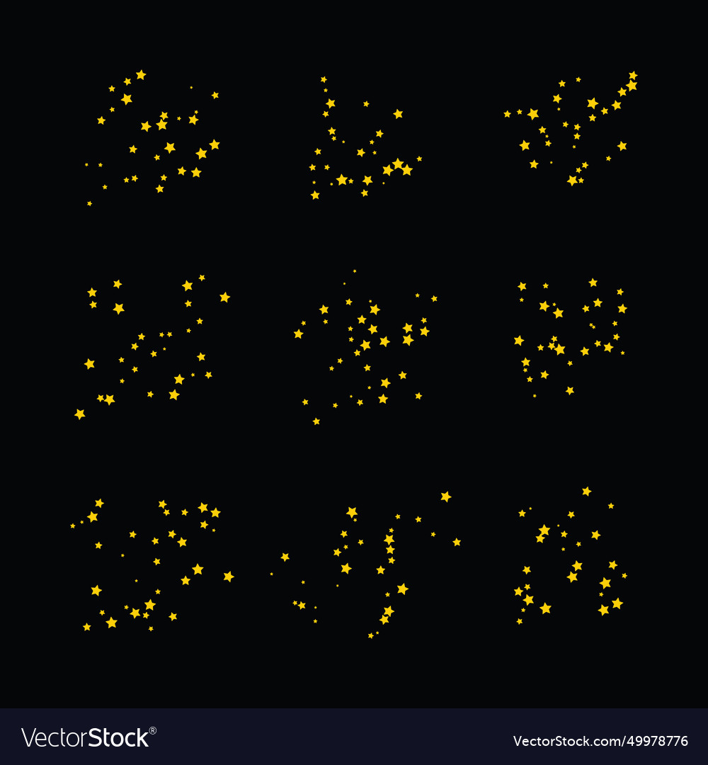 Golden scattered stars on sky spread icon flat