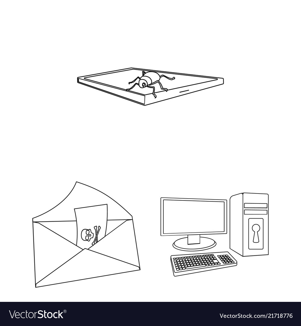 Hacker und Hacking Umriss-Icons in Set-Sammlung vector image Hacker und Hacking Umriss-Icons in Set-Sammlung