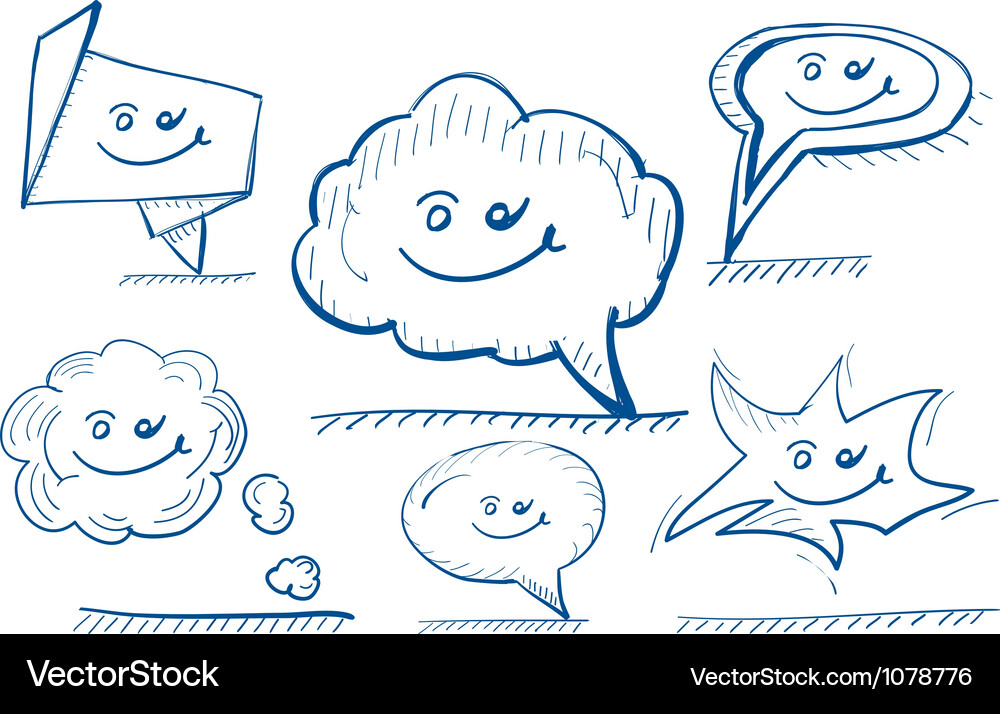 Hand drawn design elements speech bubbles Vector Image
