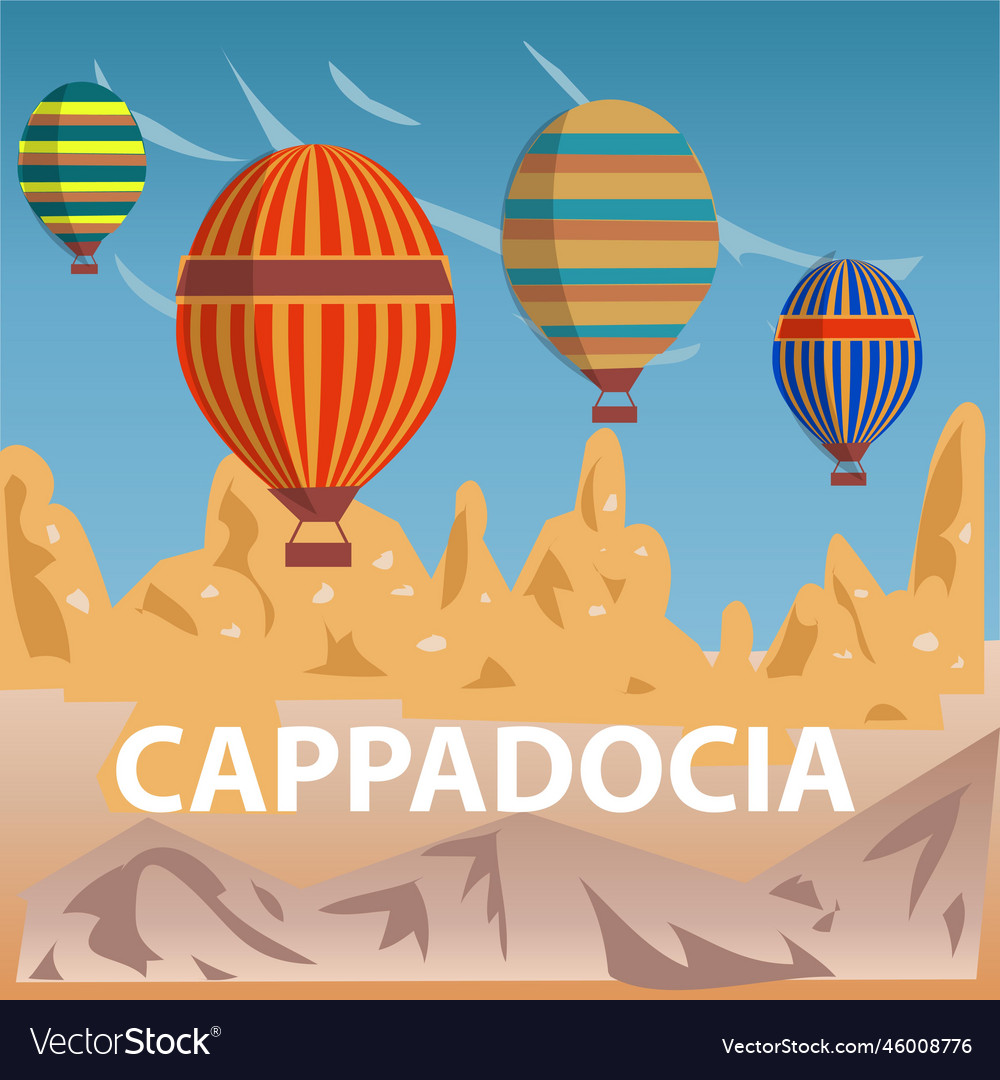 Hot air balloons in cappadocia turkey Royalty Free Vector