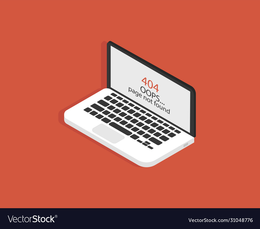 Isometric laptop computer device with error vector image Isometric laptop computer device with error
