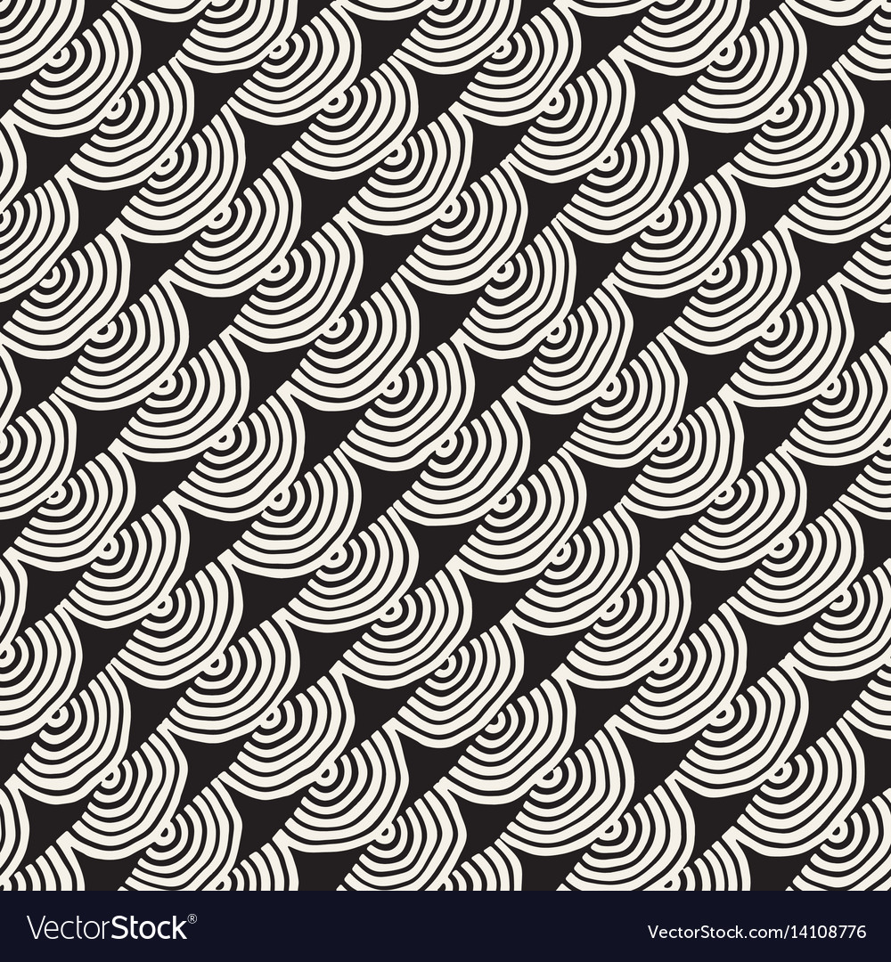 Monochrome minimalistic seamless pattern with arcs